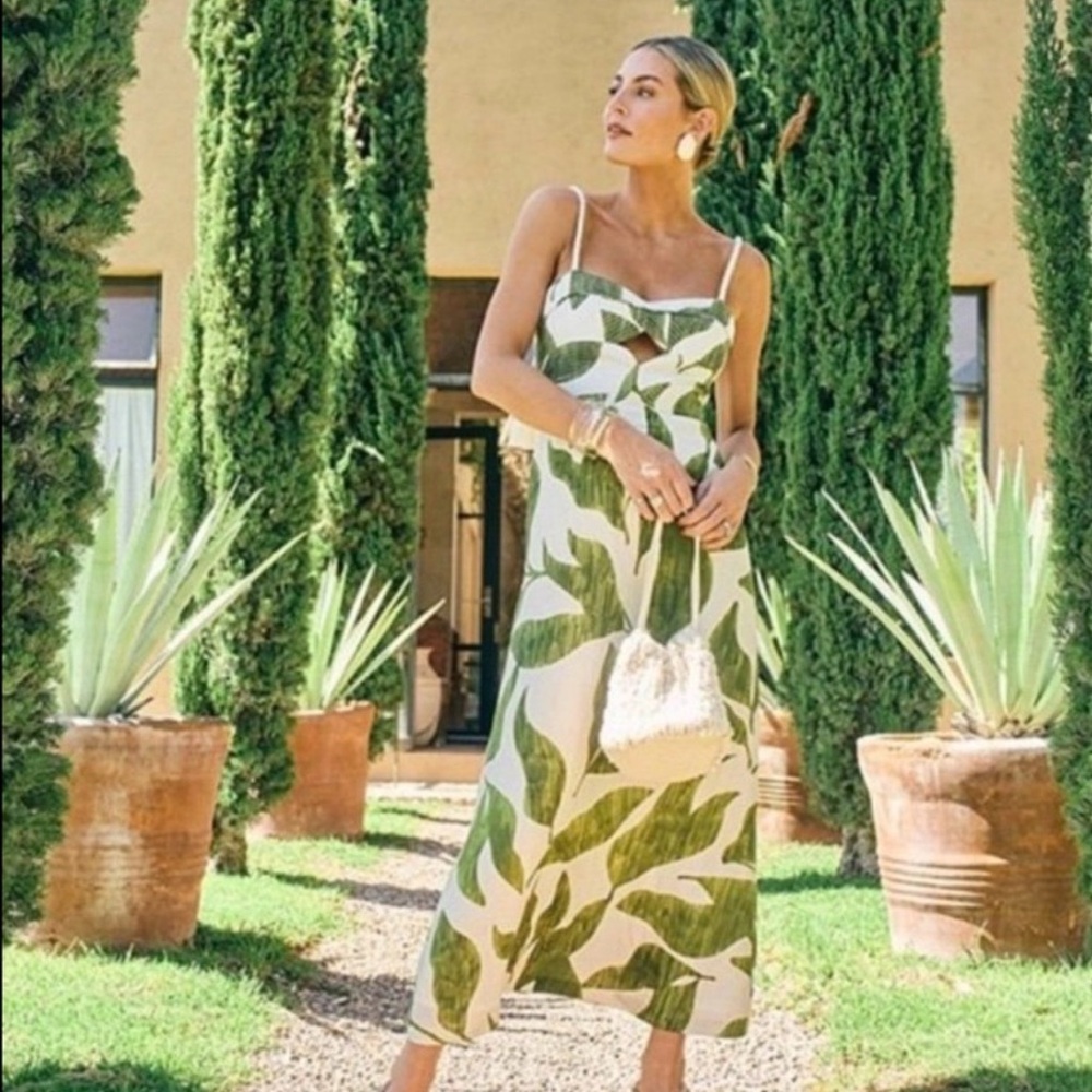 ANTONIO MELANI Green and White Maxi Dress